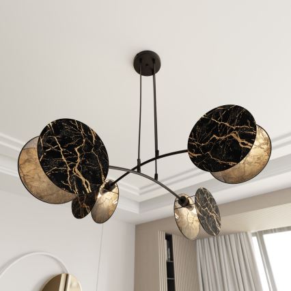Luster na sajli MOTIF 4xE27/15W/230V crno/zlatna
