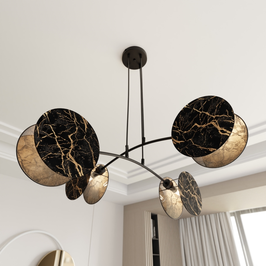 Luster na sajli MOTIF 4xE27/15W/230V crno/zlatna