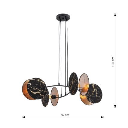 Luster na sajli MOTIF 4xE27/15W/230V crno/zlatna
