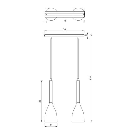 Luster na sajli MUZA 2xE27/60W/230V