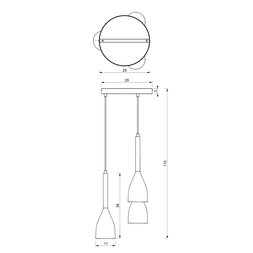 Luster na sajli MUZA 3xE27/60W/230V okrugli