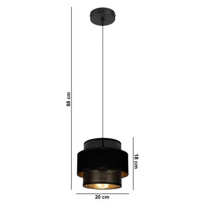Luster na sajli NESS 1xE27/60W/230V crno
