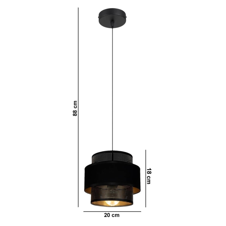 Luster na sajli NESS 1xE27/60W/230V crno