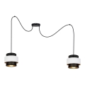 Luster na sajli NESS 2xE27/60W/230V pauk crna/bela