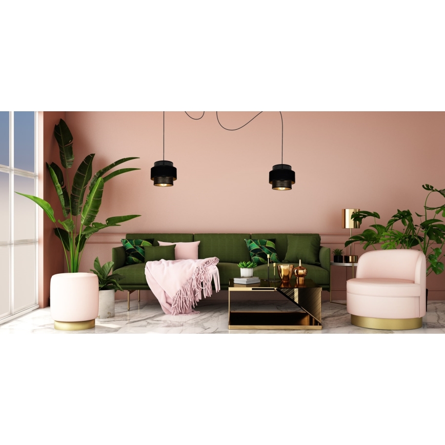 Luster na sajli NESS 2xE27/60W/230V pauk crni