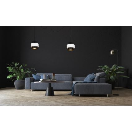 Luster na sajli NESS 2xE27/60W/230V pauk crno/bela