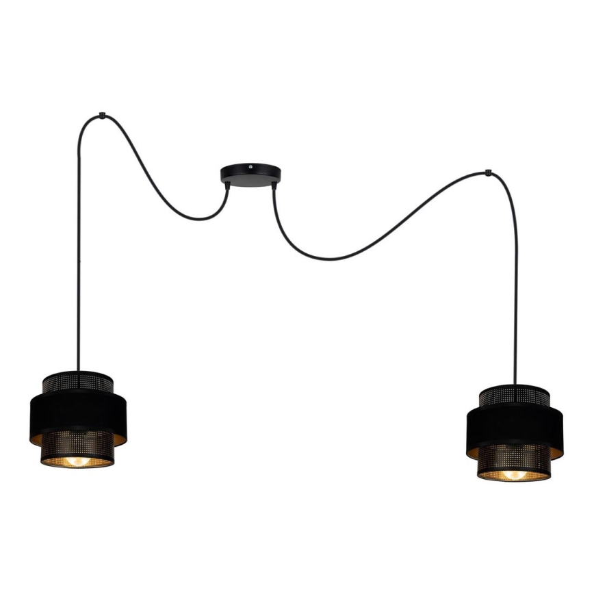 Luster na sajli NESS 2xE27/60W/230V pauk crno