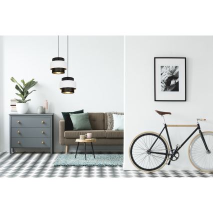Luster na sajli NESS 2xE27/60W/230V pr. 30 cm crno/bela