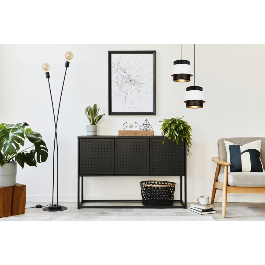 Luster na sajli NESS 2xE27/60W/230V pr. 30 cm crno/bela