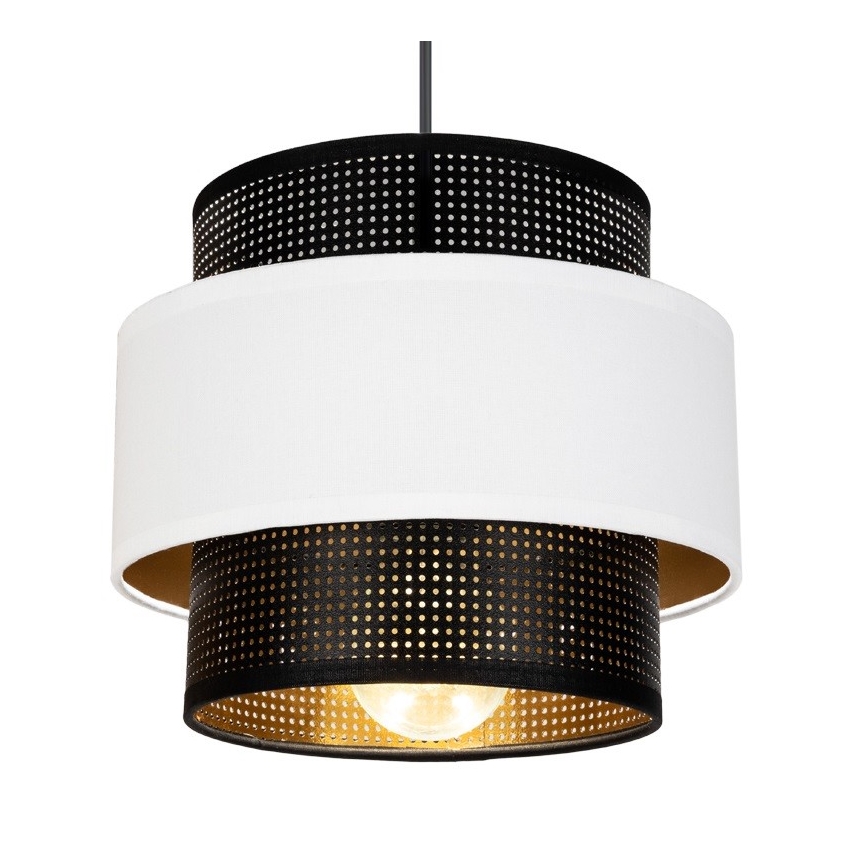 Luster na sajli NESS 2xE27/60W/230V pr. 30 cm crno/bela