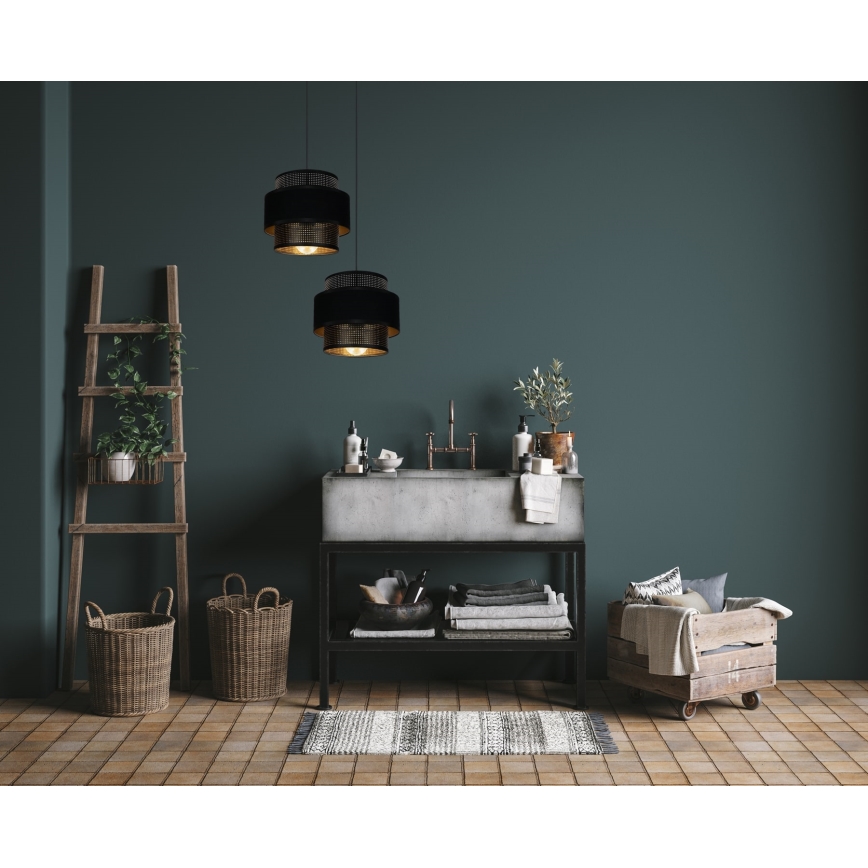 Luster na sajli NESS 2xE27/60W/230V pr. 30 cm crno