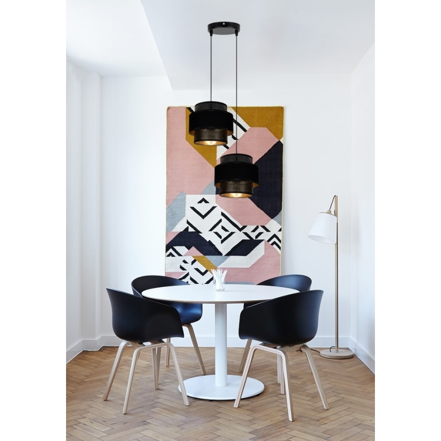 Luster na sajli NESS 2xE27/60W/230V, prečnik 30 cm, crne boje