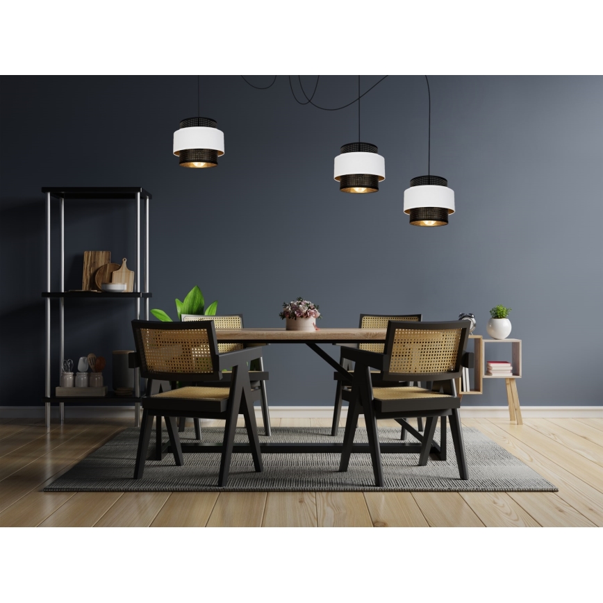 Luster na sajli NESS 3xE27/60W/230V pauk crno/bela