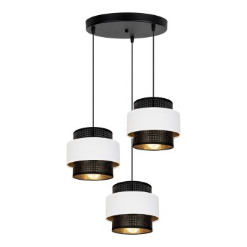 Luster na sajli NESS 3xE27/60W/230V pr. 45 cm crno/bela