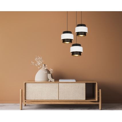 Luster na sajli NESS 3xE27/60W/230V pr. 45 cm crno/bela