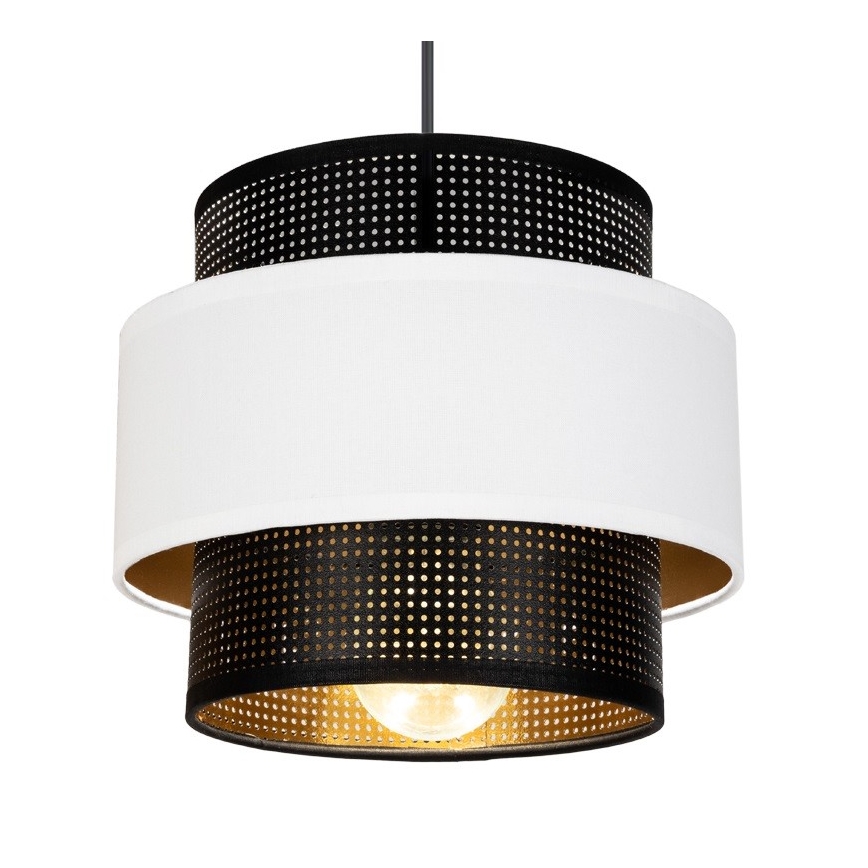 Luster na sajli NESS 3xE27/60W/230V pr. 45 cm crno/bela