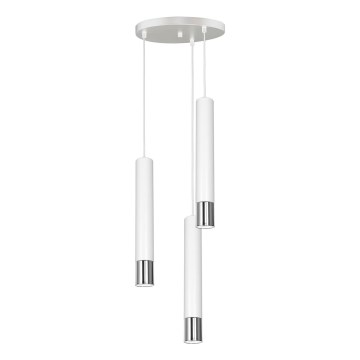 Luster na sajli NEST 3xGU10/8W/230V bela/sjajni krom
