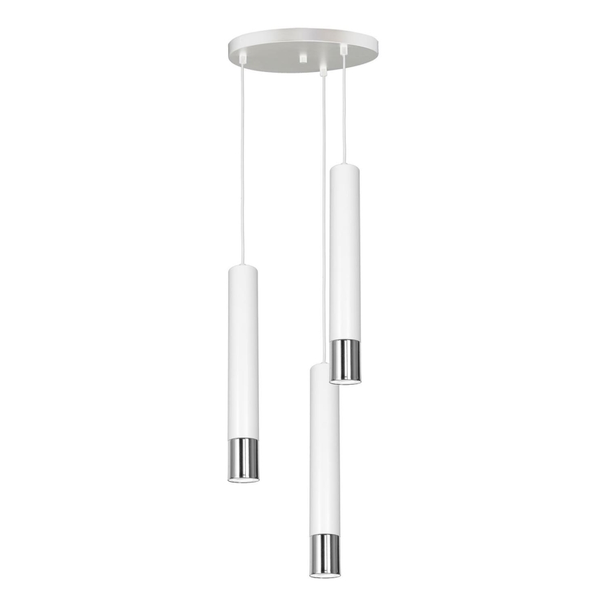 Luster na sajli NEST 3xGU10/8W/230V bela/sjajni krom