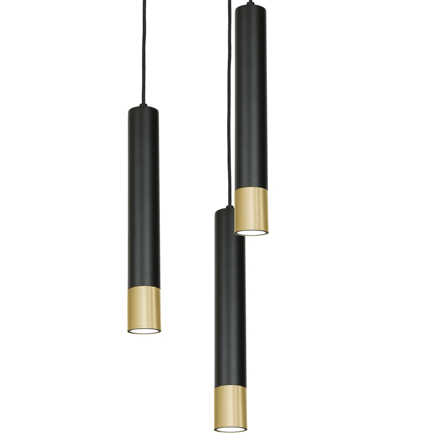 Luster na sajli NEST 3xGU10/8W/230V crna/zlatna okrugli