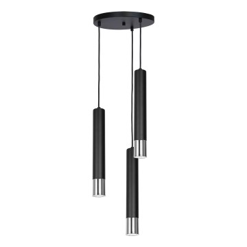 Luster na sajli NEST 3xGU10/8W/230V crno/sjajni krom
