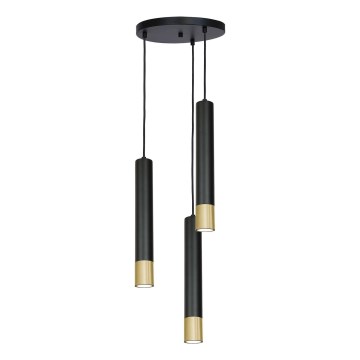 Luster na sajli NEST 3xGU10/8W/230V crno/zlatna okrugli