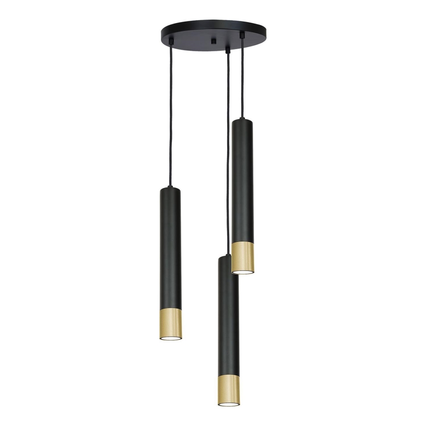 Luster na sajli NEST 3xGU10/8W/230V crno/zlatna okrugli