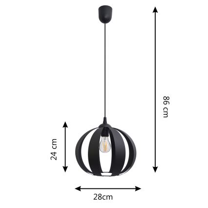 Luster na sajli NEWTON 1xE27/15W/230V crno