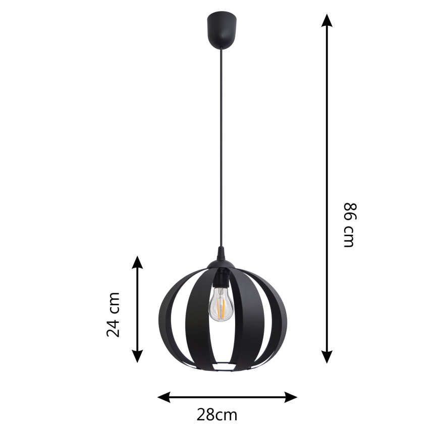 Luster na sajli NEWTON 1xE27/15W/230V crno