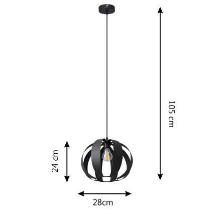 Luster na sajli NEWTON 1xE27/15W/230V crno