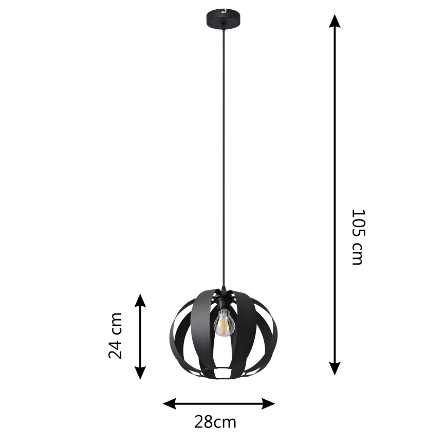 Luster na sajli NEWTON 1xE27/15W/230V crno