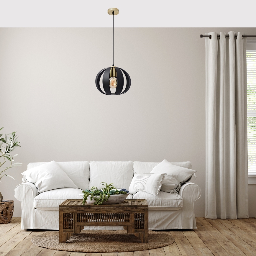 Luster na sajli NEWTON 1xE27/15W/230V crno/zlatna