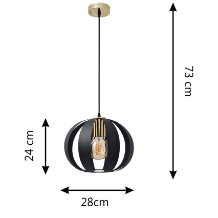 Luster na sajli NEWTON 1xE27/15W/230V crno/zlatna