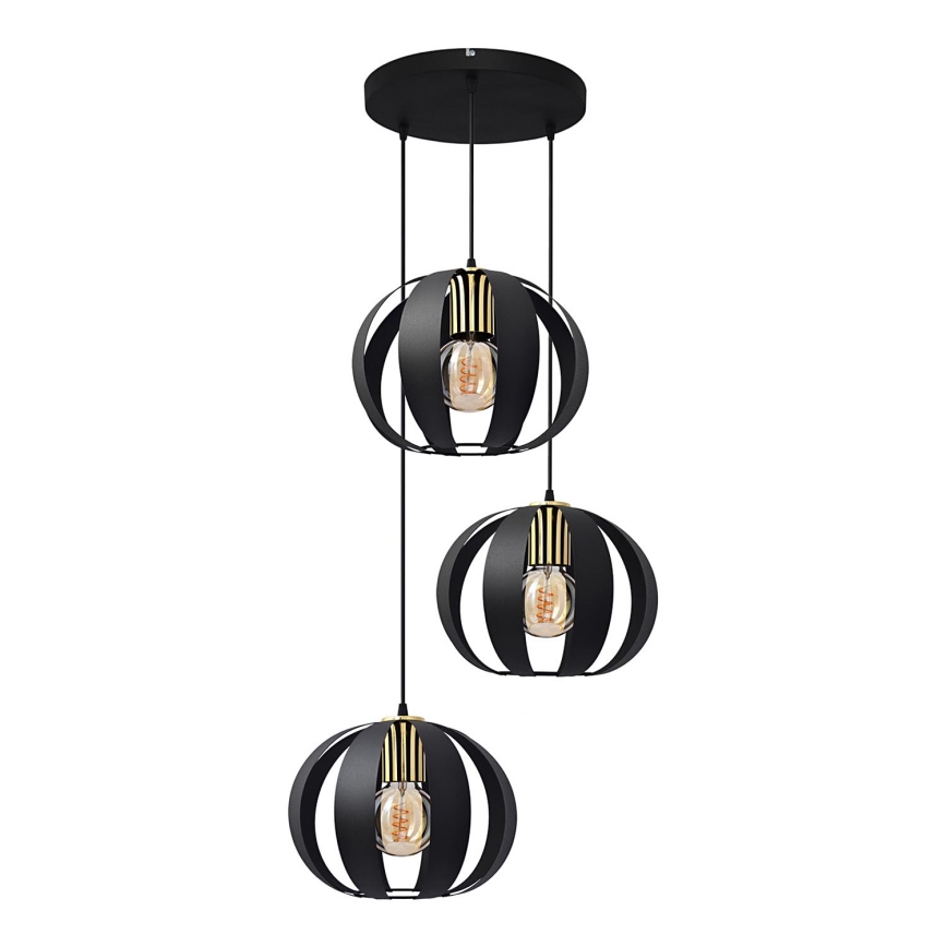Luster na sajli NEWTON 3xE27/15W/230V crno