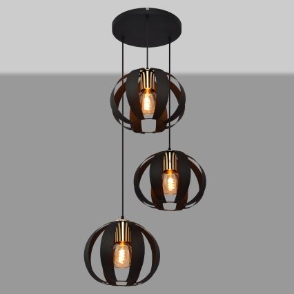 Luster na sajli NEWTON 3xE27/15W/230V crno