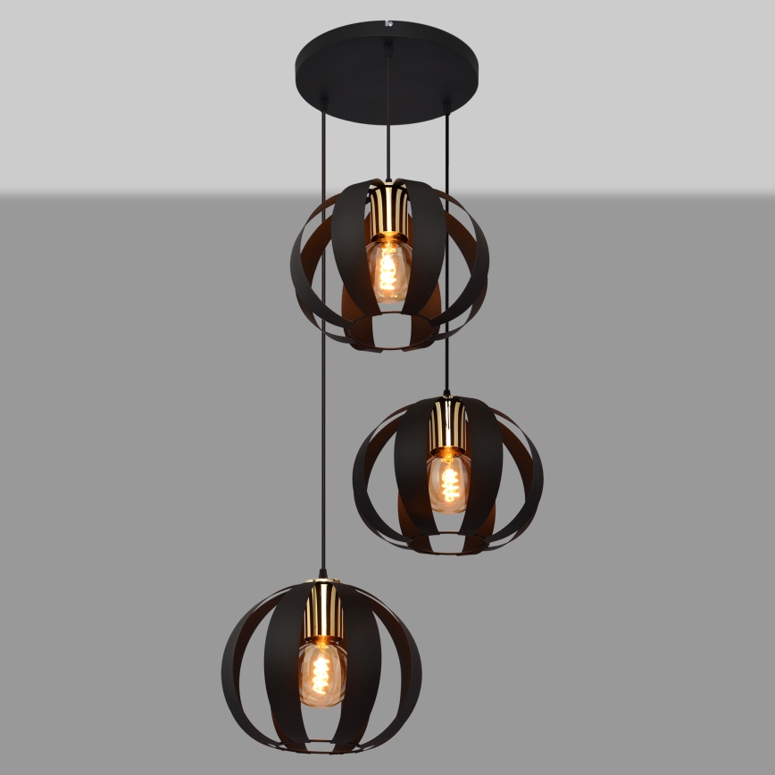 Luster na sajli NEWTON 3xE27/15W/230V crno