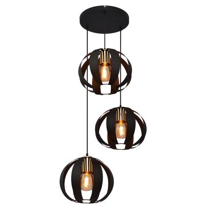Luster na sajli NEWTON 3xE27/15W/230V crno