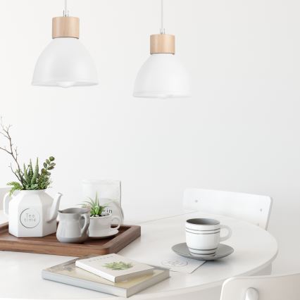 Luster na sajli NICO 2xE27/60W/230V bela/bukva