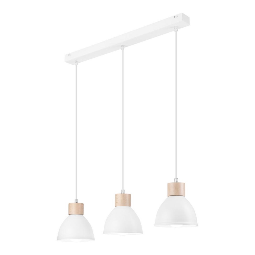 Luster na sajli NICO 3xE27/60W/230V bela/bukva