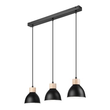 Luster na sajli NICO 3xE27/60W/230V crno/bukva
