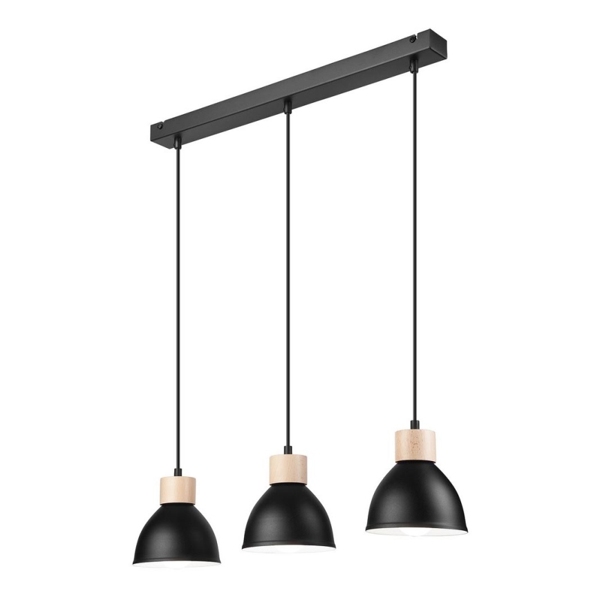 Luster na sajli NICO 3xE27/60W/230V crno/bukva