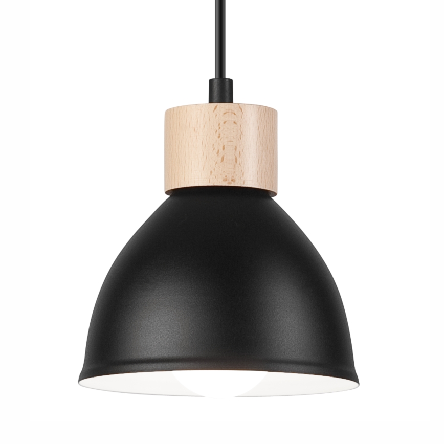 Luster na sajli NICO 3xE27/60W/230V crno/bukva