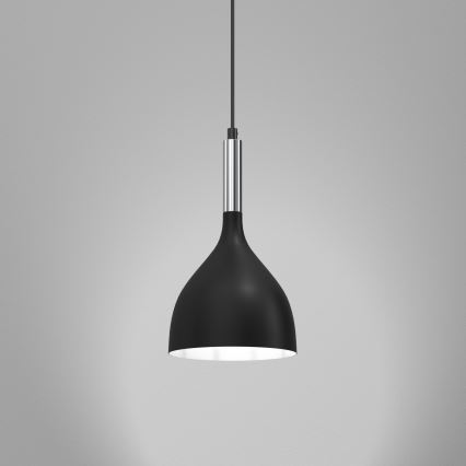 Luster na sajli NOAK 1xE27/15W/230V crno/sjajni krom