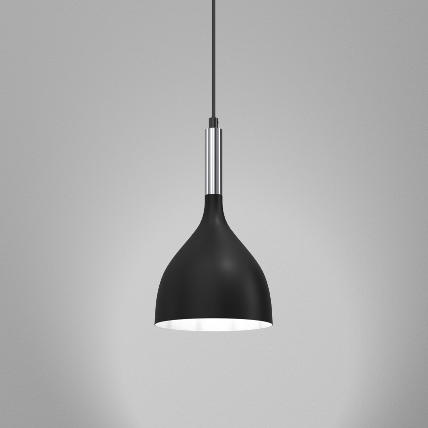 Luster na sajli NOAK 1xE27/15W/230V crno/sjajni krom