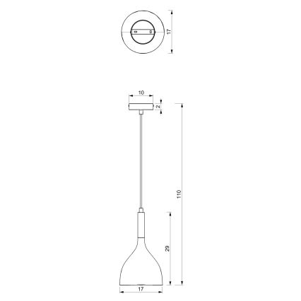 Luster na sajli NOAK 1xE27/15W/230V crno/sjajni krom