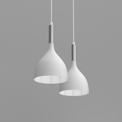 Luster na sajli NOAK 2xE27/15W/230V bela/sjajni hrom