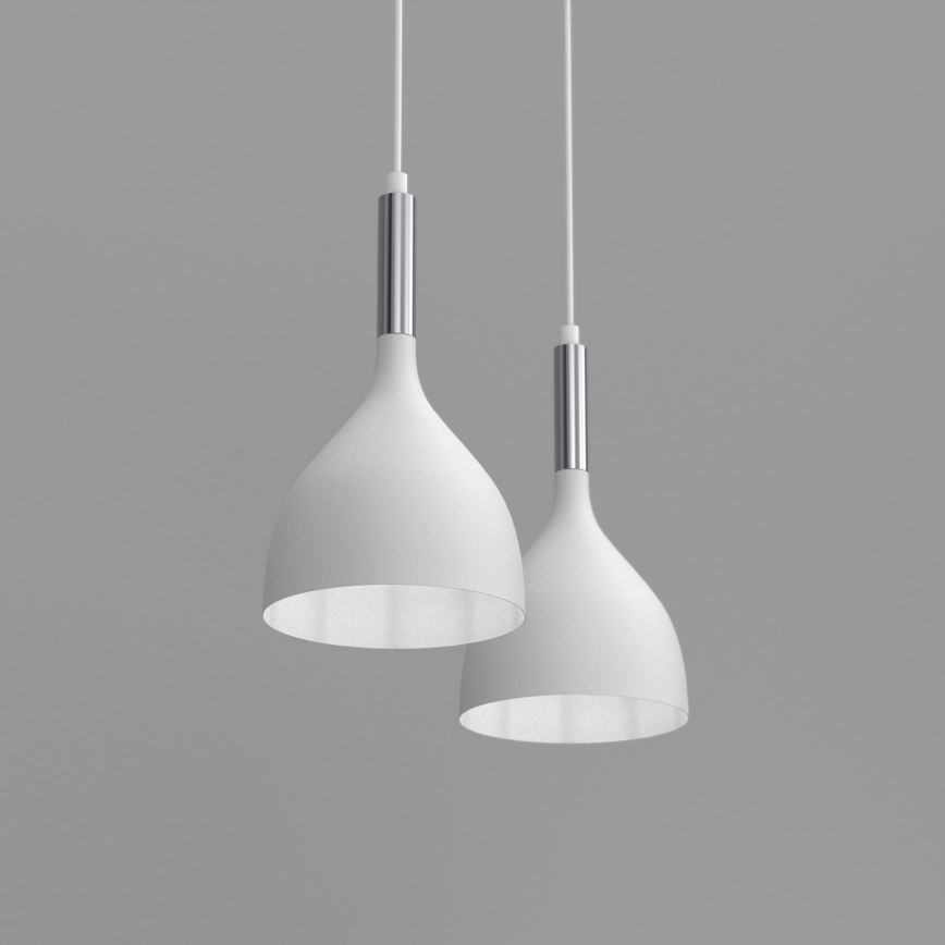 Luster na sajli NOAK 2xE27/15W/230V bela/sjajni hrom