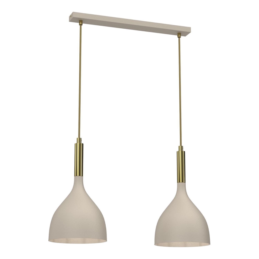 Luster na sajli NOAK 2xE27/15W/230V bež/zlatna