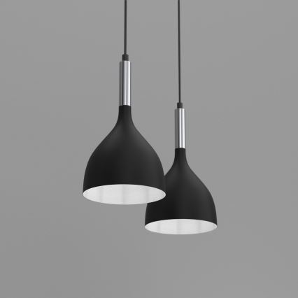 Luster na sajli NOAK 2xE27/15W/230V crno/sjajni krom
