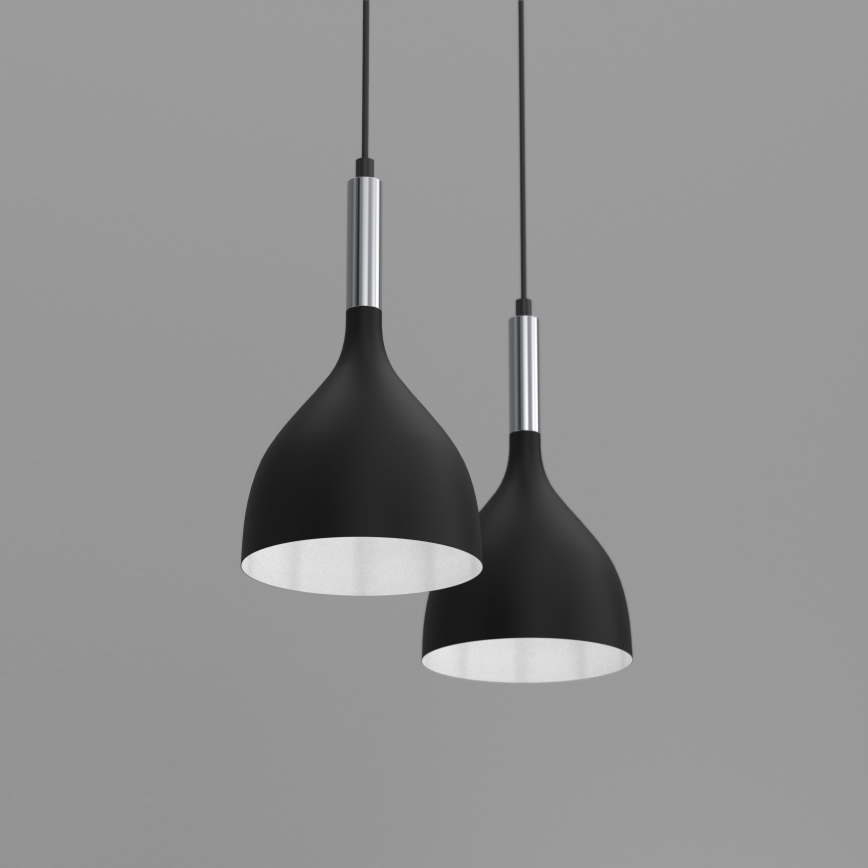 Luster na sajli NOAK 2xE27/15W/230V crno/sjajni krom