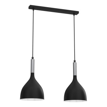 Luster na sajli NOAK 2xE27/15W/230V crno/sjajni krom